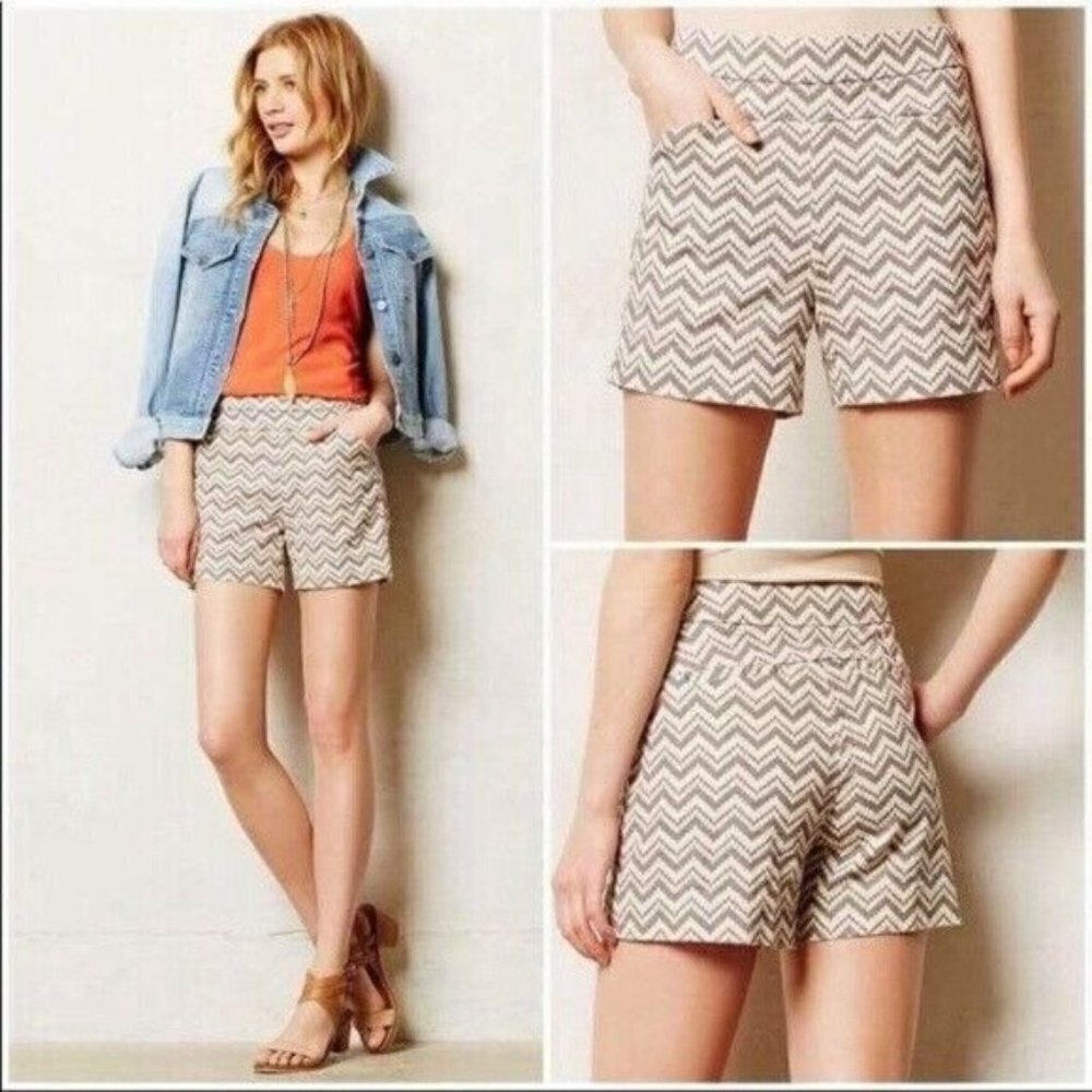 Anthro Cartonnier Melisma Chevron Shorts Size 2 View 4